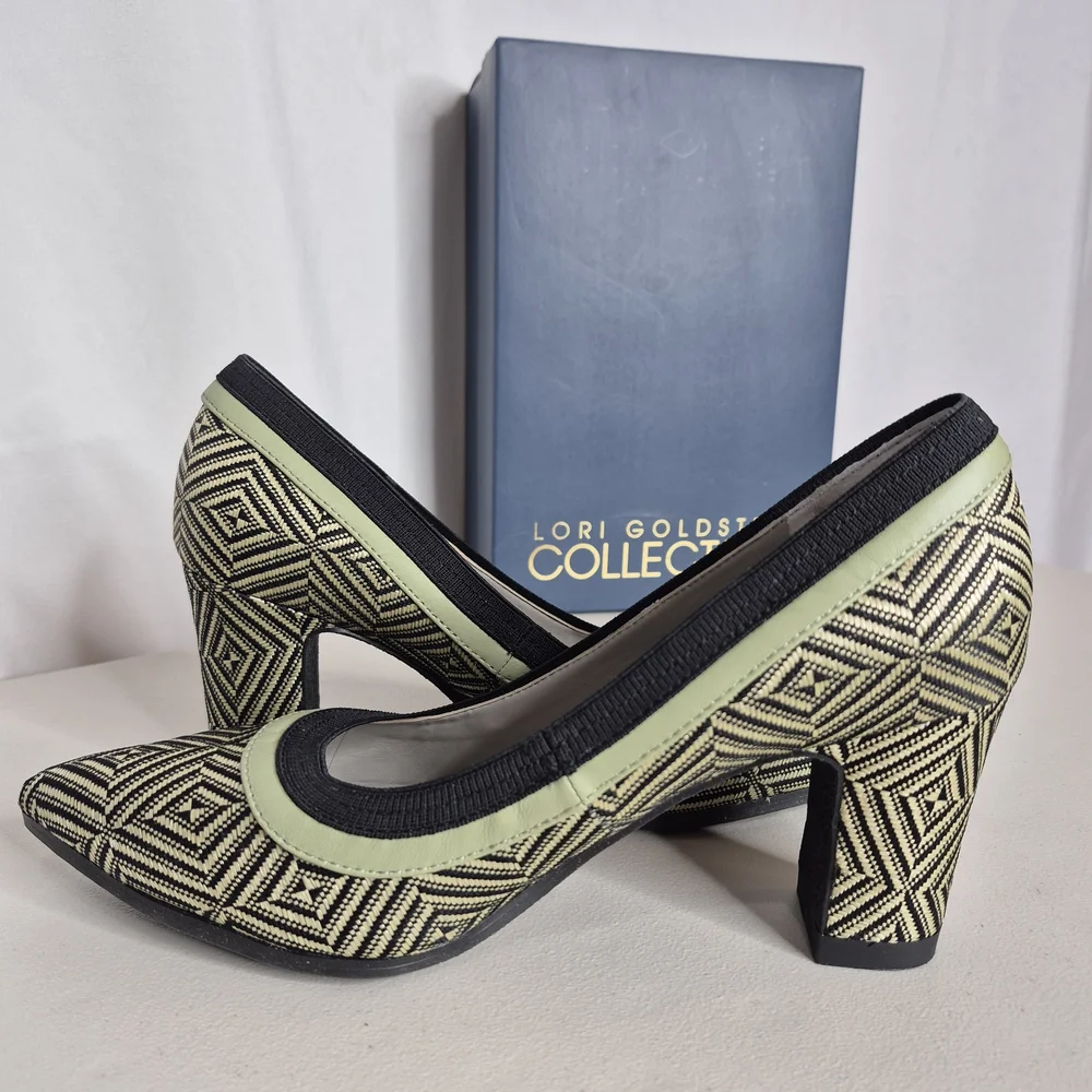 Lori Goldstein Collection LI-Yarden Raffia Block Heel Pumps - Size 7.5